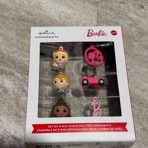 Hallmark Barbie Mini Ornament Set with Pink Accents